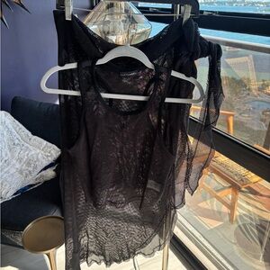 Jluxlabel Black Mesh Tank and Sarong Set  NWOT